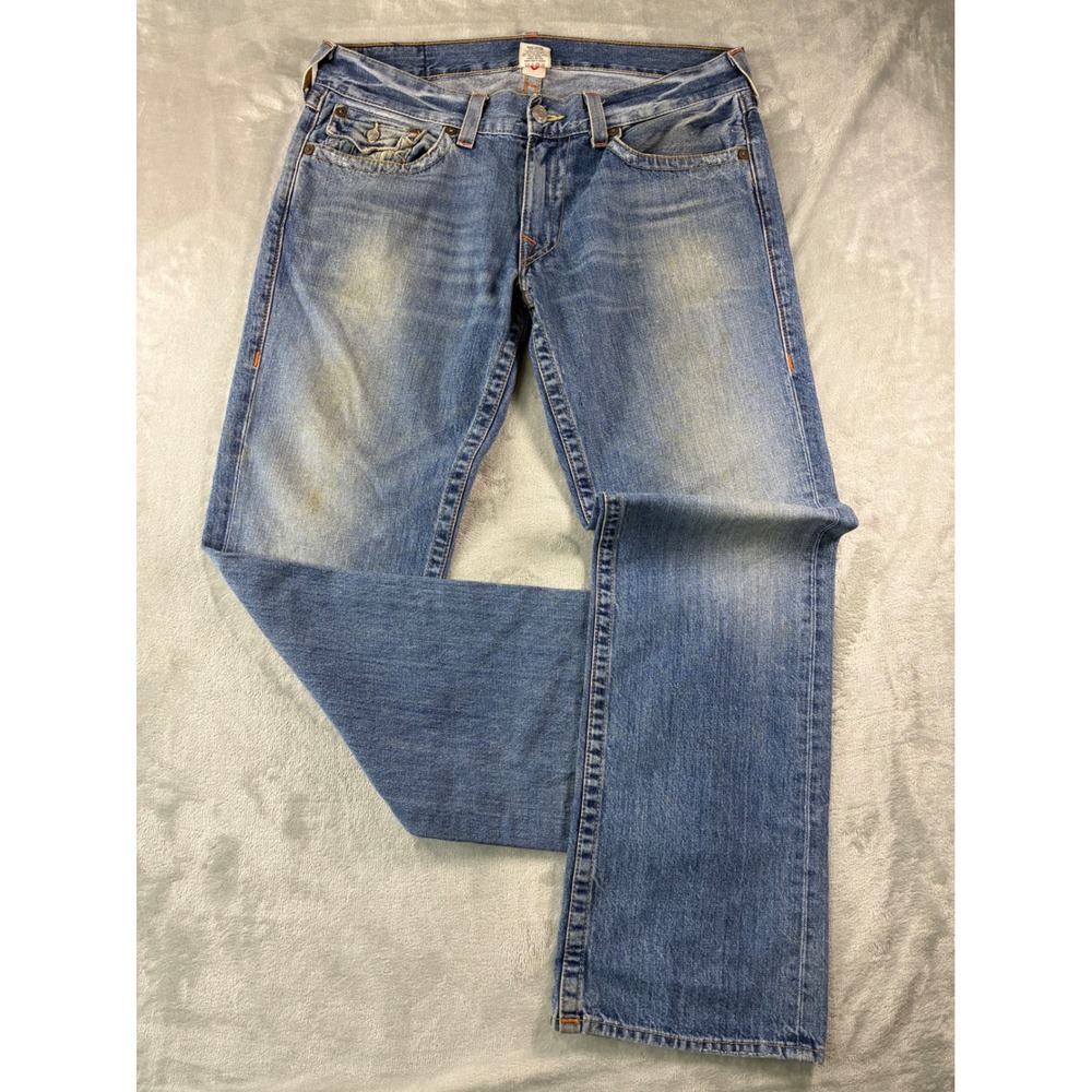 True Religion Ricky Straight Leg Jeans Mens 36 Medium Wash Made in USA Denim